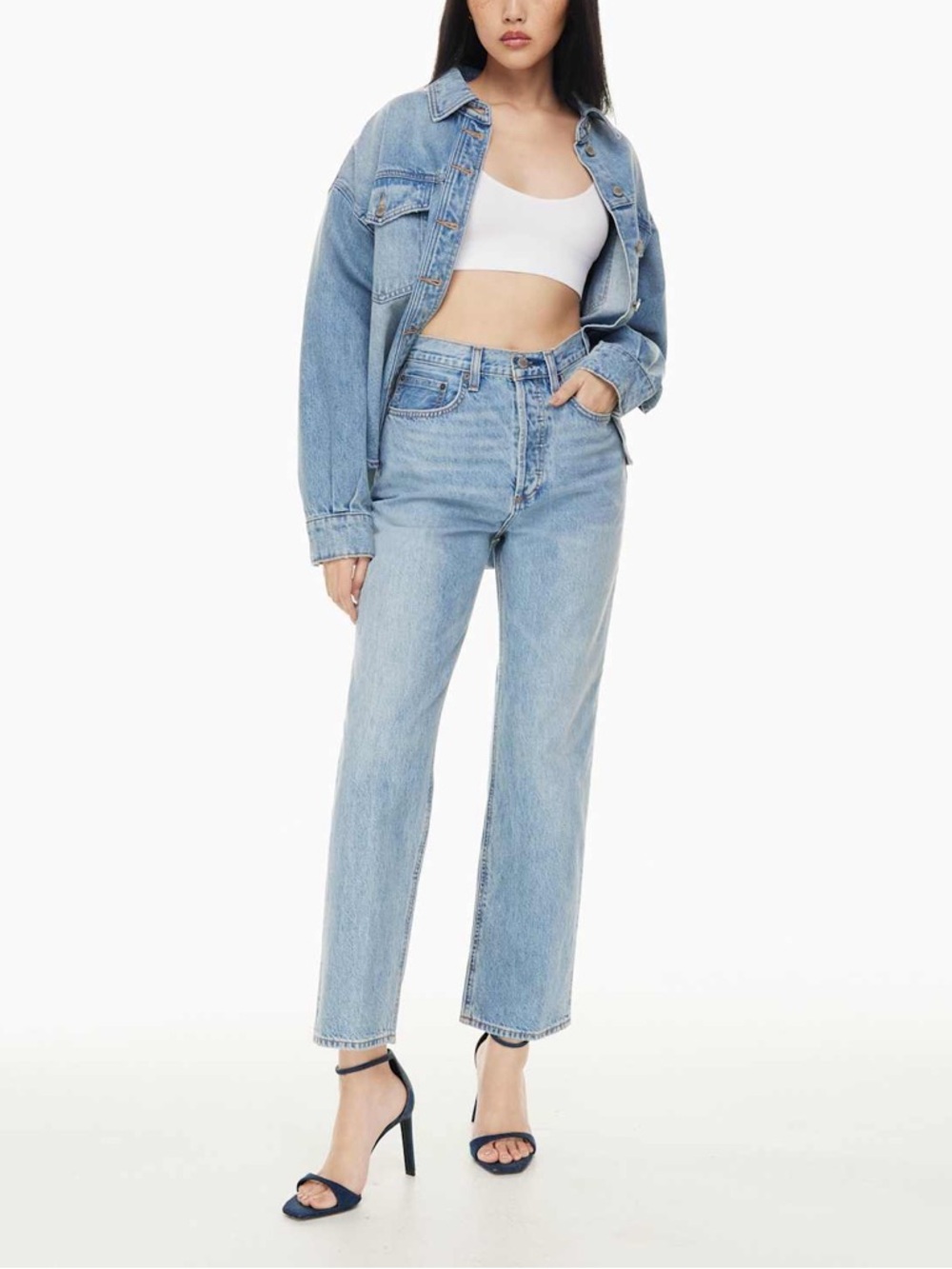 High-Rise Straight Leg Women’s Jeans in Light Blue